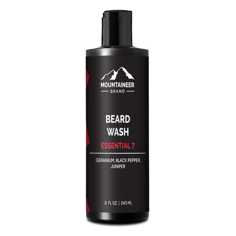 An Essential 7 Beard Wash by Mountaineer Brand Products on a white background.