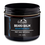 Mountaineer Brand Products' Mountain Fresh Beard Balm, made with organic ingredients for men's care, is infused with patchouli, ensuring a chemical-free and natural grooming experience.
