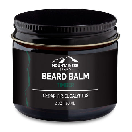 All natural Timber beard balm - cedar and eucalyptus for men's care by Mountaineer Brand Products.