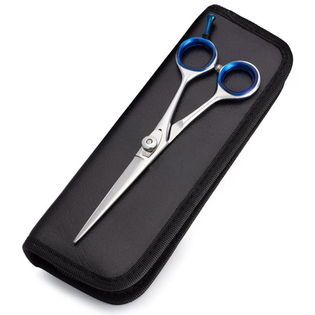 An organic pair of Mountaineer Brand Products Stainless Steel Beard & Moustache Scissors in a leather case perfect for men's care.