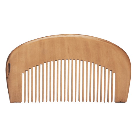An all natural Mountaineer Brand Products Wooden Beard Comb on a white background.