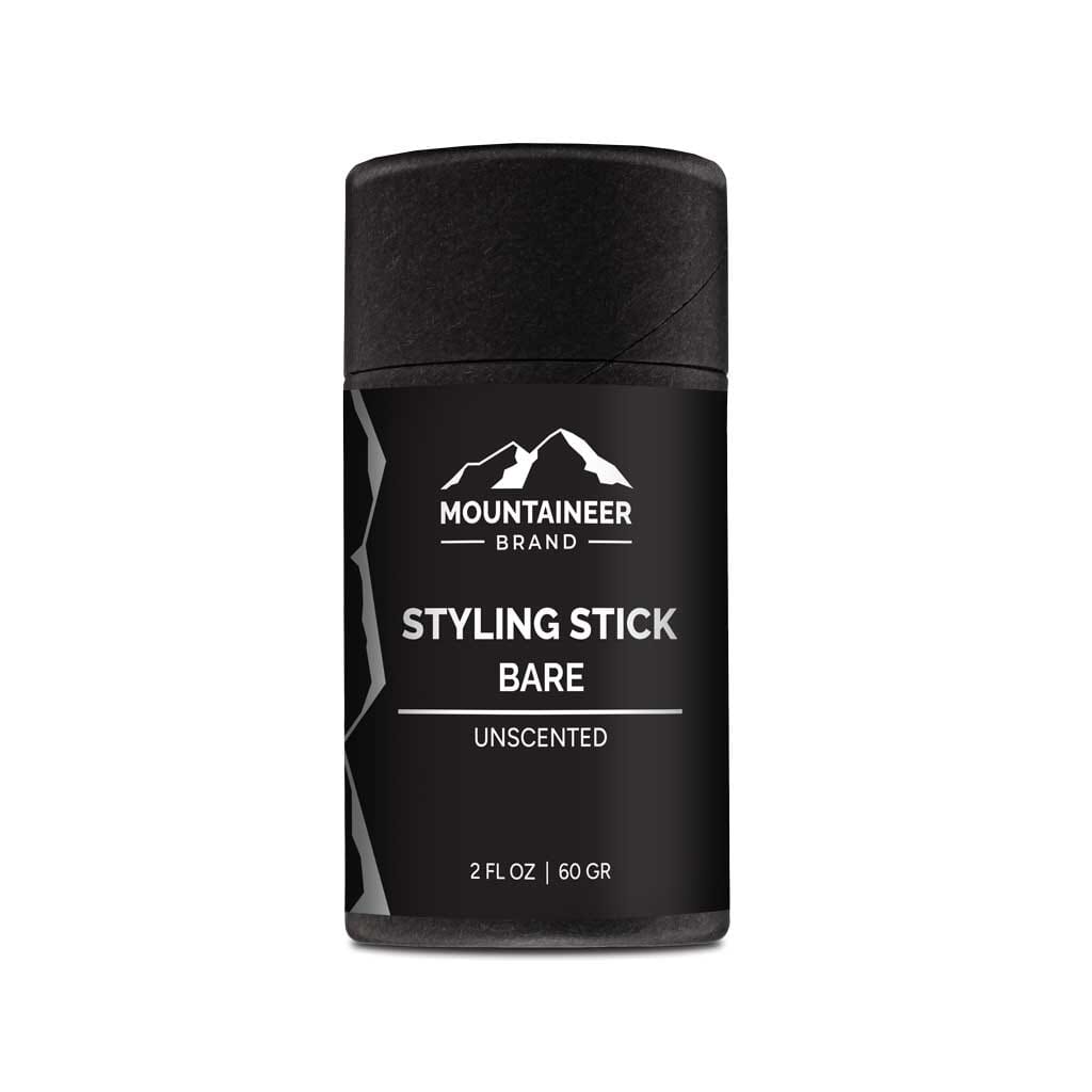 A natural black Bare Styling Stick by Mountaineer Brand Products on a white background for mens care.