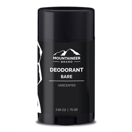 Bare Deodorant by Mountaineer Brand Products is an all-natural, aluminum-free stick designed to provide odor protection without any added scents.