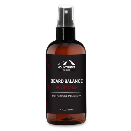 A bottle of Mountaineer Brand Products' Beard Balance - ACVR Toner on a white background.