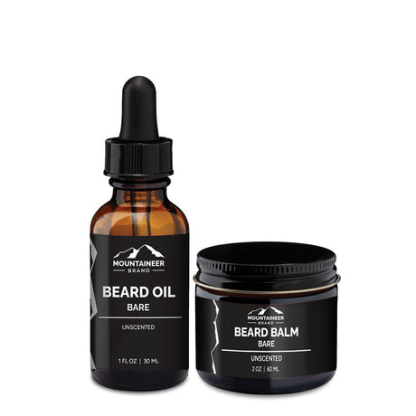 All natural Mountaineer Brand Products Beard Oil and Beard Balm Combo for men's care, free from chemicals.