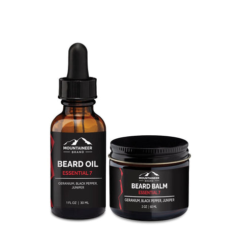 Mountaineer Brand Products' Beard Oil and Beard Balm Combo, made with all-natural ingredients, for men's care.