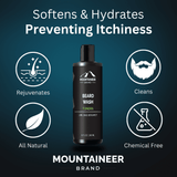 Mountain Fresh Beard Wash by Mountaineer Brand Products is a soft & hydrating beard wash with natural ingredients that prevents itchiness and is perfect for your grooming routine.
