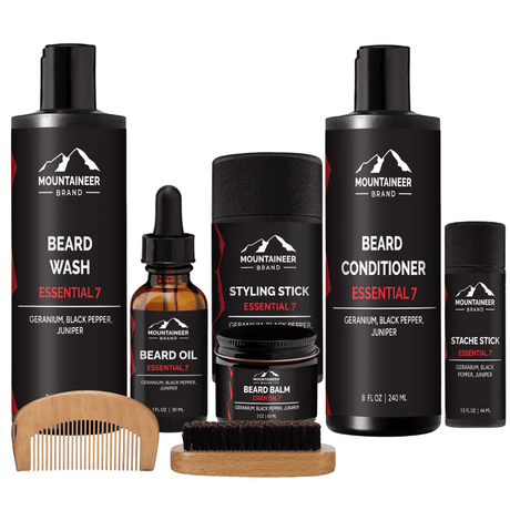 Enhance your grooming experience with our Mountaineer Brand Products' Ultimate Beard Kit featuring a high-quality beard brush and nourishing beard oil.