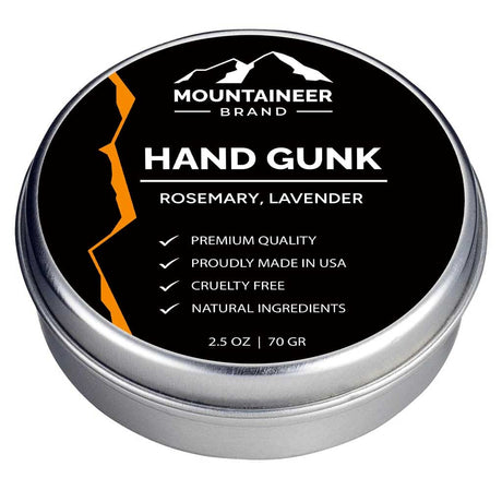 Mountaineer Brand Products Hand Salve in a tin, free of chemicals.