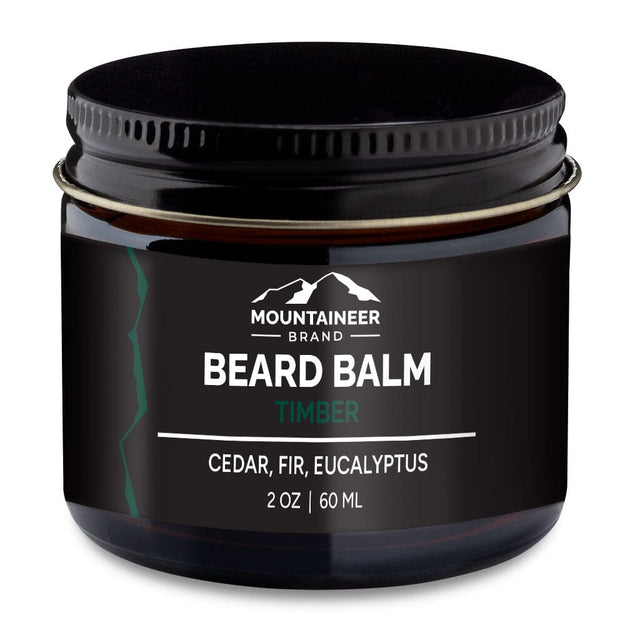 All natural Timber beard balm - cedar and eucalyptus for men's care by Mountaineer Brand Products.
