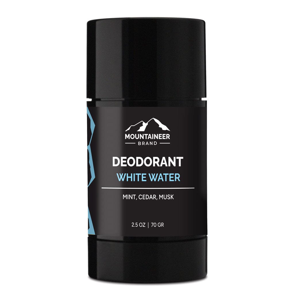 Mountaineer Brand Products' Natural Deodorant for men, made with no chemicals, perfect for exploring white water adventures.