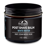 All natural Mountaineer Brand Products Post Shave Balm for mountaineers, infused with white water mint, cedar wood and musk. No chemicals used in this luxurious mens care essential.
