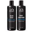 Two bottles of Mountaineer Brand Products' Beard Wash and Beard Conditioner Combo, perfect for the eco-conscious individual.