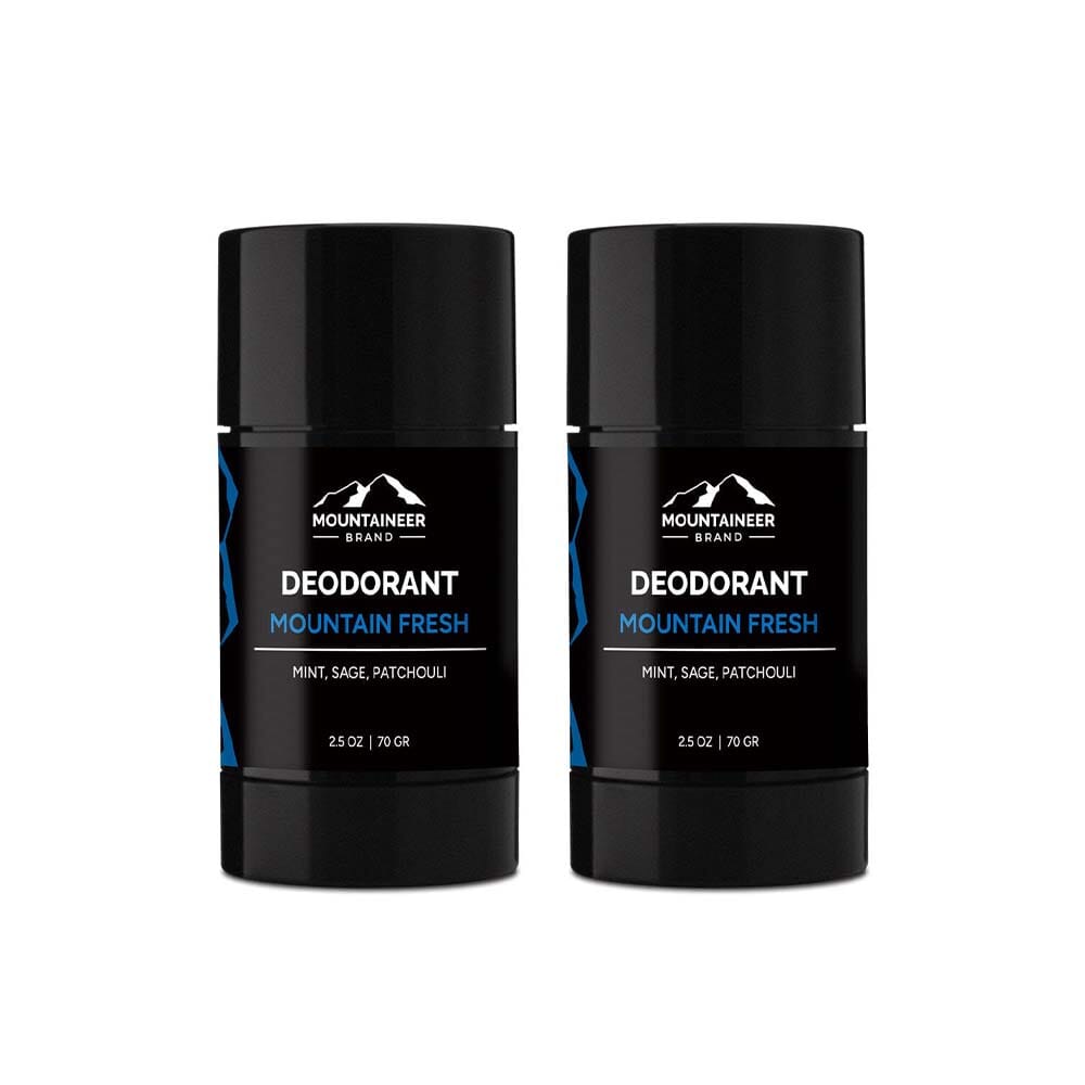 Two Mountaineer Brand Products Natural Deodorant 2-Pack sticks on a white background.
