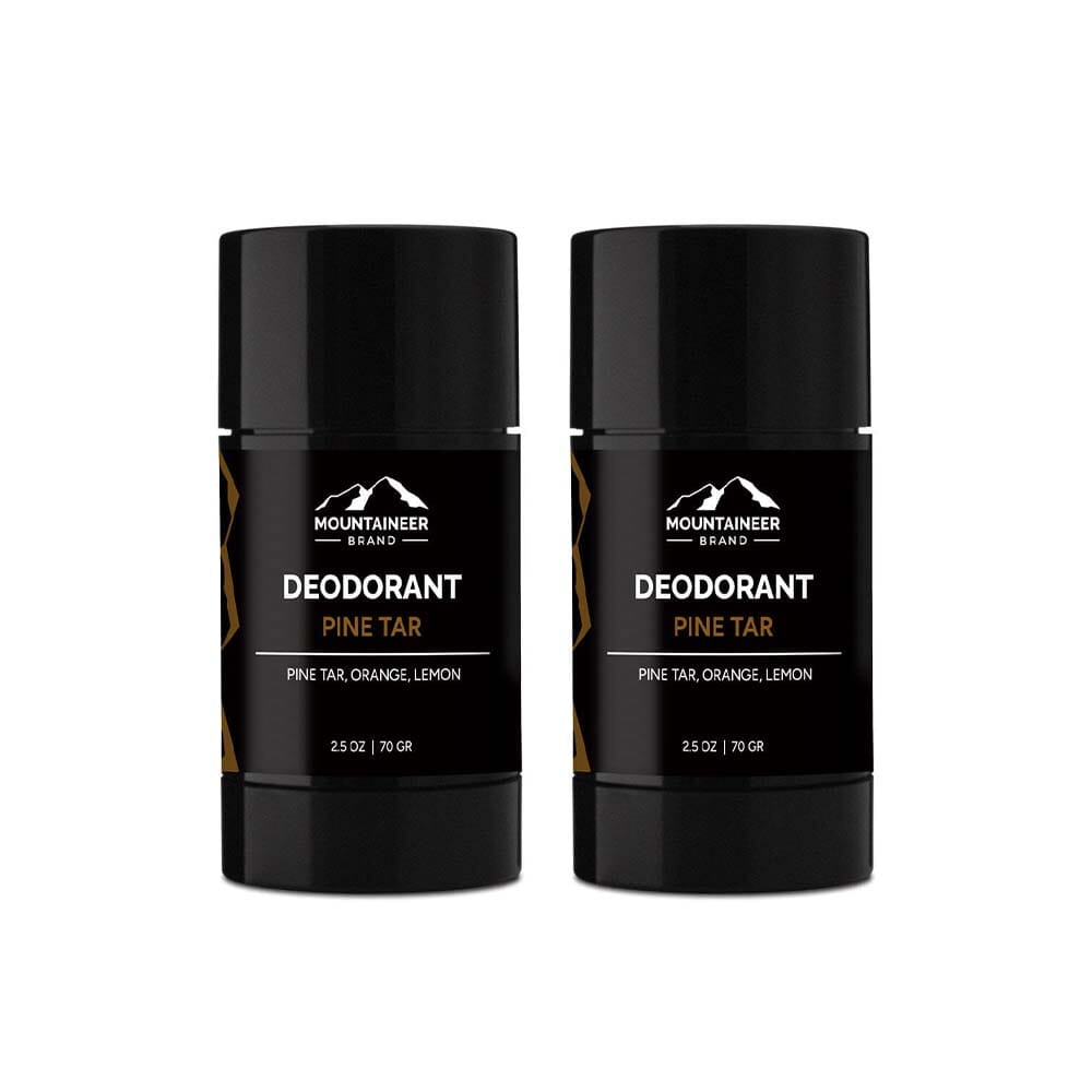 Two Mountaineer Brand Products Organic Deodorant sticks on a white background.