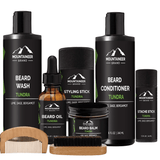 The Ultimate Beard Kit for beards, including a beard brush and beard oil, by Mountaineer Brand Products.