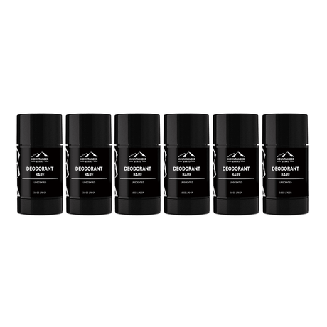 Six Mountaineer Brand Products Natural Deodorant 6-Pack sticks on a white background for mens care.