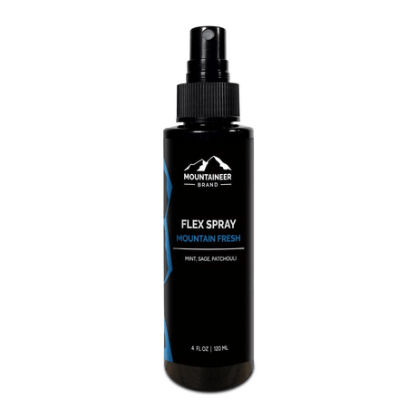 An Mountaineer Brand Products organic Mountain Fresh Flex Spray on a white background.