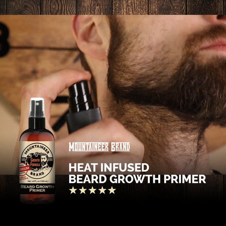 Organic, Mountaineer Brand Products Heat Infused Beard Growth Primer.