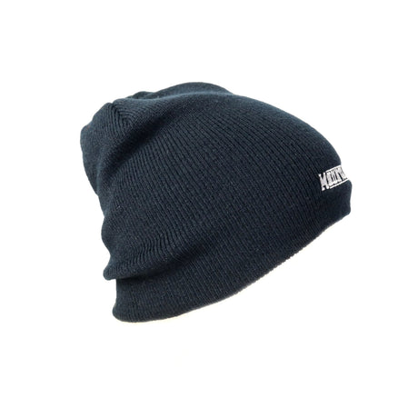An organic Mountaineer Brand Beanie Knit Hat with a white logo on it.