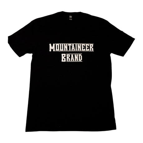 A black Mountaineer Brand 10 Year T-shirt, made with all natural materials.