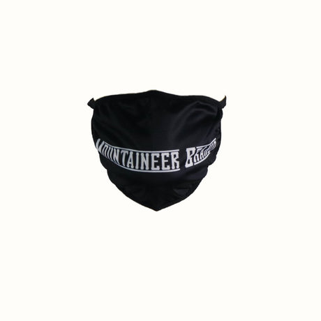 An Mountaineer Brand reusable cloth face mask with a white Mountaineer Brand Products logo on it, made with all natural materials and no chemicals.