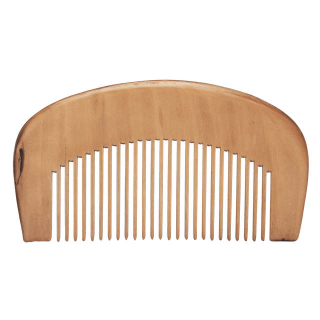 An all natural Mountaineer Brand Products Wooden Beard Comb on a white background.