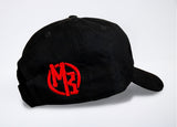 A Mountaineer Brand Logo Style Adjustable Ball Cap with a red logo on it, made without any chemicals or artificial additives.